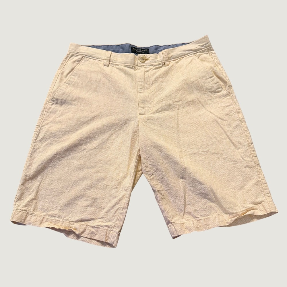 Banana Republic Emerson Shorts 33 Seersucker Cotton Blend Classic Fit Yellow